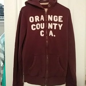 Hollister burgundy zip-front hoodie, sz medium